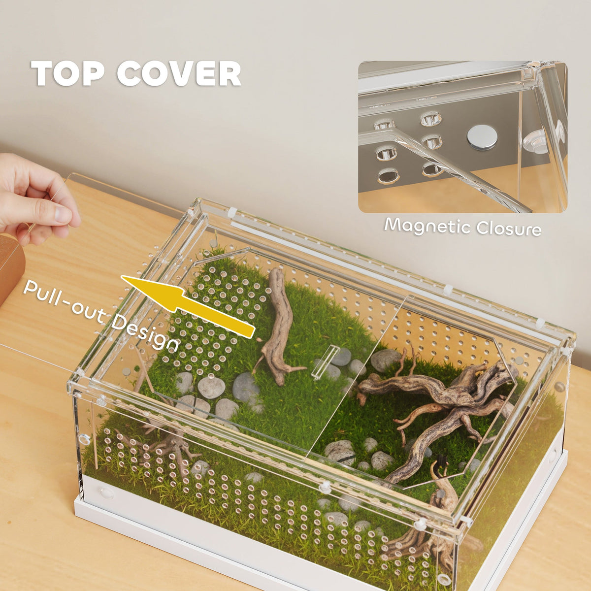PawHut Transparent Acrylic Reptile Terrarium