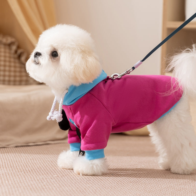 Autumn And Winter Dog Clothes, Color-blocking Hooded Cartoon Thin Sweatshirts, Small And Medium-sized Dog Teddy Vs. Panda Pet Clothing