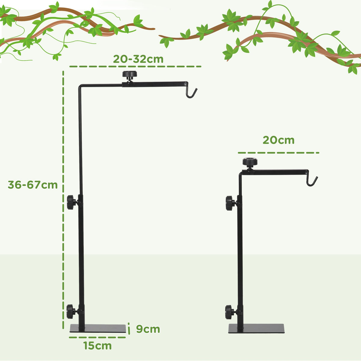 Adjustable Heavy-Duty Metal Reptile Lamp Stand
