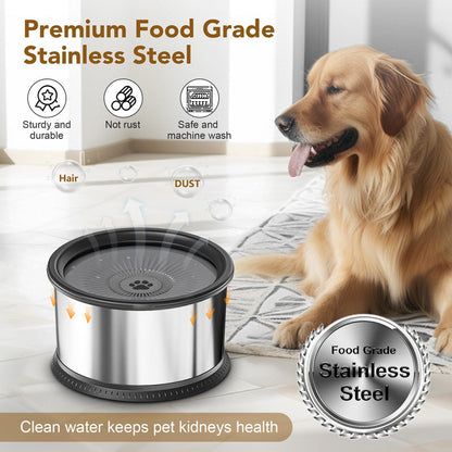Stainless Steel Large Capacity Pet Non-slip Splash-proof Water Bowl