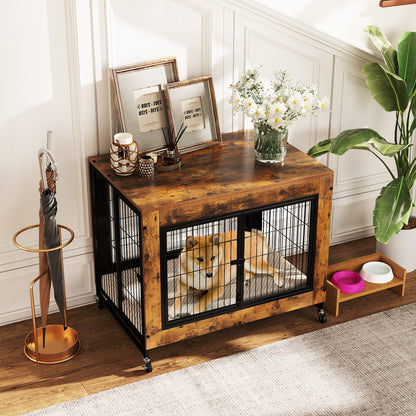 Industrial Dog Kennel with Flip-up Top 3 Lockable Doors and Removable Tray