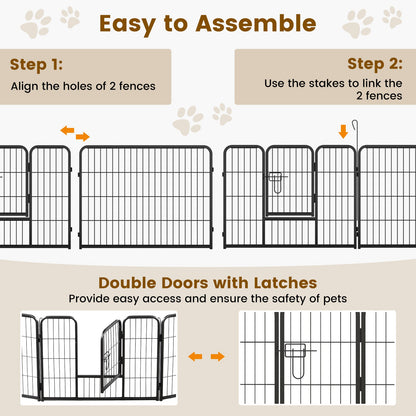 16 Panel 24/32/40 Inches Height Dog Playpen with Lock and Large Door
