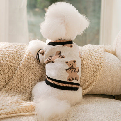 Dog Sweaters Are Cute Bear Pattern Dog Clothes For Puppies, Warm Dog Coats For Winter, Chihuahua Dog Clothing, And Lightweight Sweaters For Pet Cats In Autumn