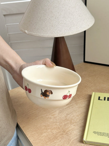 Original Cartoon Cute Cherry Sausage Dog Ceramic Tableware