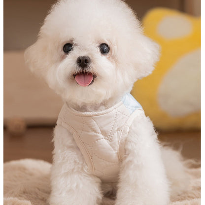 For Autumn And Winter, There Are Thick And Warm Heart-shaped Checkered Pocket Towing Vests, Cotton-padded Clothes, And Two-legged Pet Dog Clothes For Cats