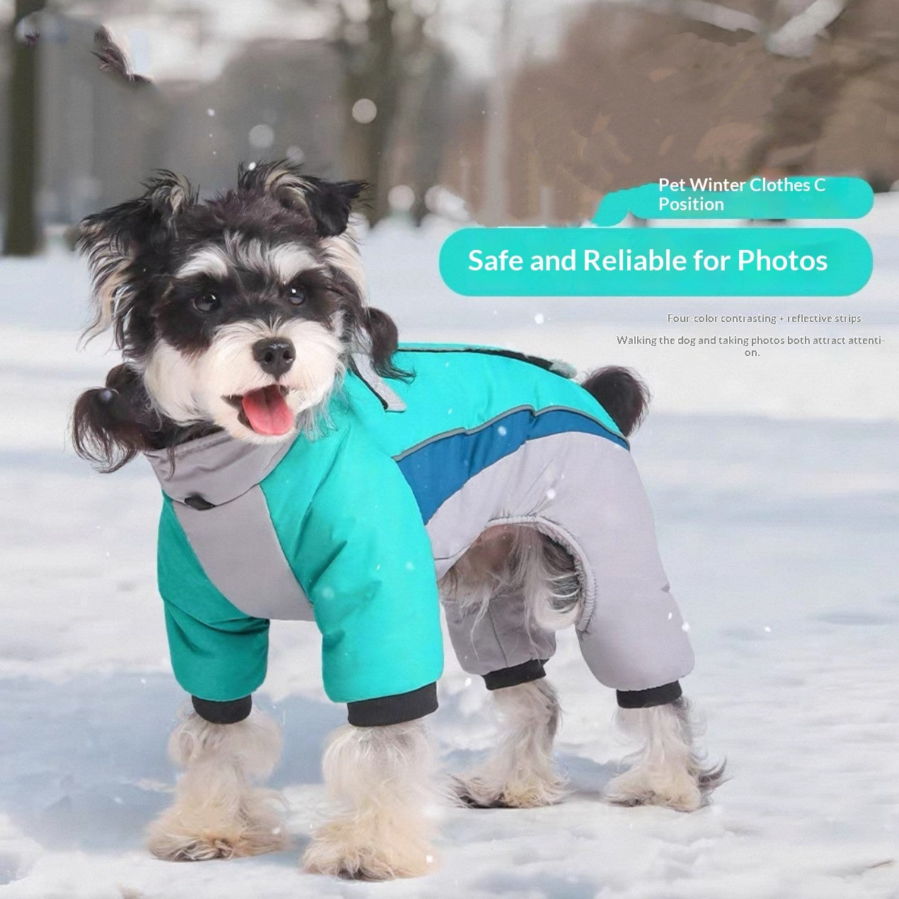Fleece-lined Dog Warm Waterproof Traction Four-legged Pet Clothing