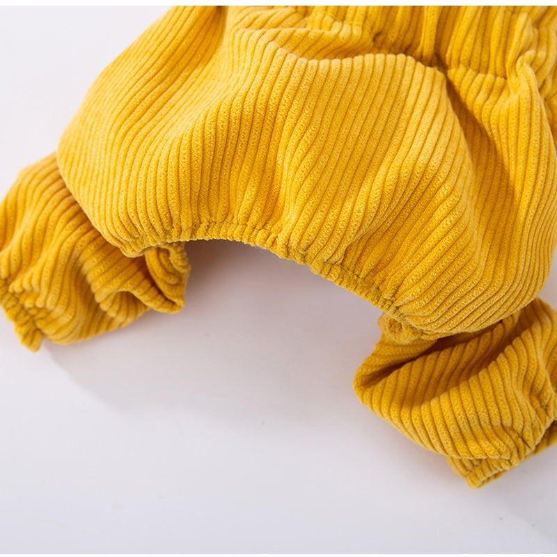 Autumn And Winter Puppy Four-legged Clothes, Cute Bear Corduroy Overalls, Bichon Frise Small Dog Warm Pet Clothes
