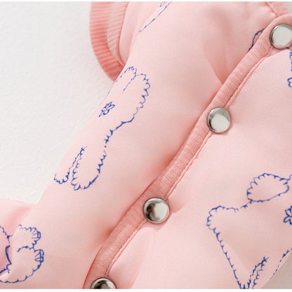 Dog Cotton Coat, Warm And Cute For Autumn And Winter, Fully Printed Bear Four-legged Coat, Small And Medium-sized Bichon Frise Pet Dog Clothes