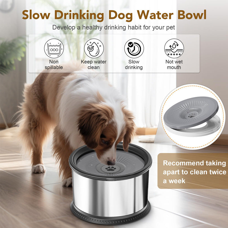 Stainless Steel Large Capacity Pet Non-slip Splash-proof Water Bowl