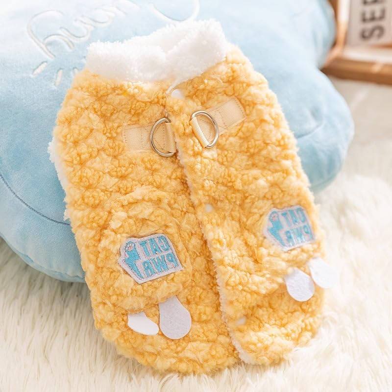 Cozy Winter Plush Dog Jacket Soft Fleece Lining Adorable Patches Design Pet Coat For Small Medium Dogs With D Ring