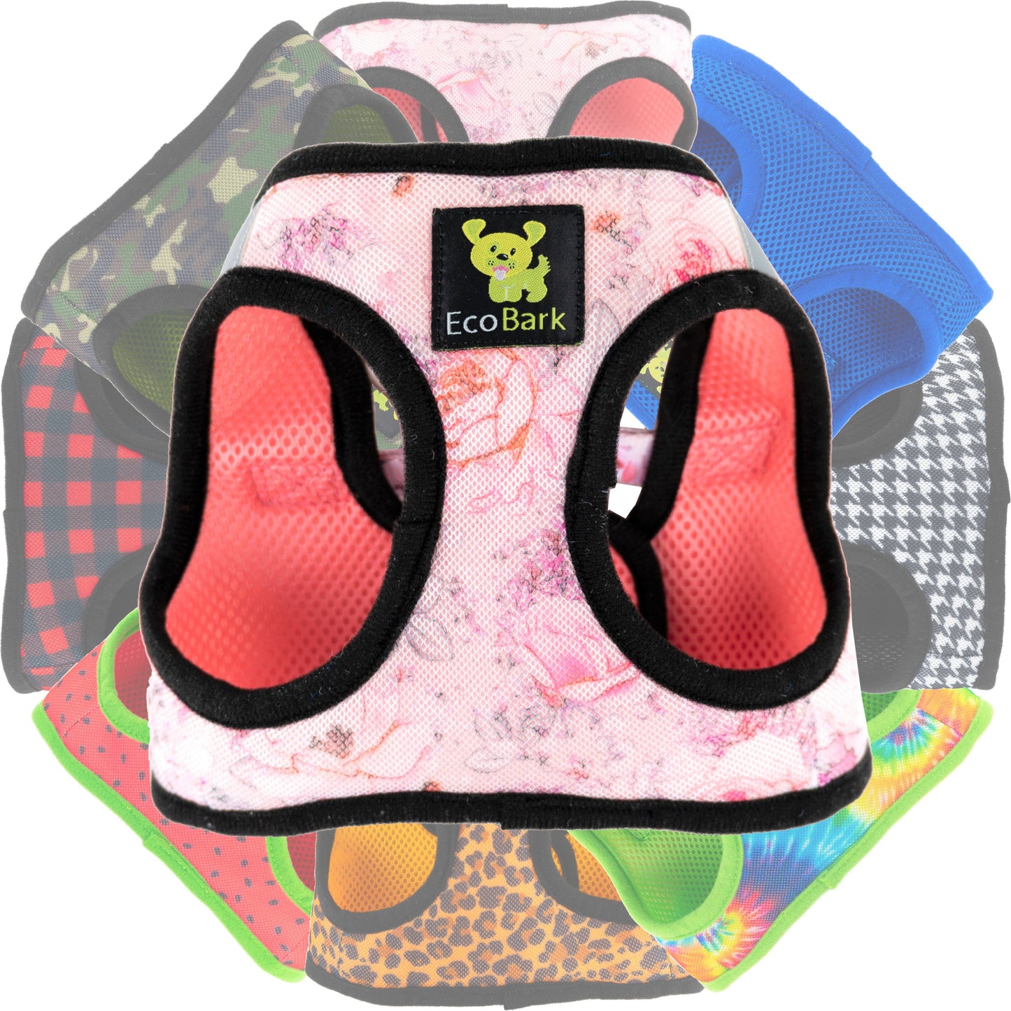 EcoBark Step In Dog Harness - XXXS to Small Breeds- Reflective Soft Mesh Harness for Teacup, Small Dogs and Puppies / French Floral