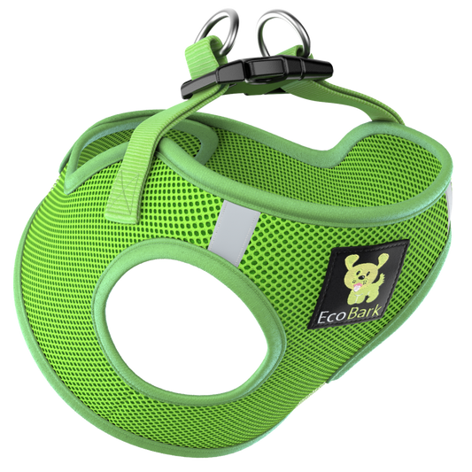 EcoBark Step In Dog Harness - XXXS to Small Breeds- Reflective Soft Mesh Harness for Teacup, Small Dogs and Puppies / Lime Green