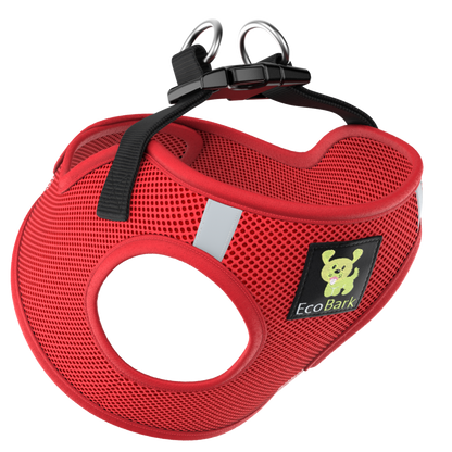 EcoBark Step In Dog Harness - XXXS to Small Breeds- Reflective Soft Mesh Harness for Teacup, Small Dogs and Puppies / Red