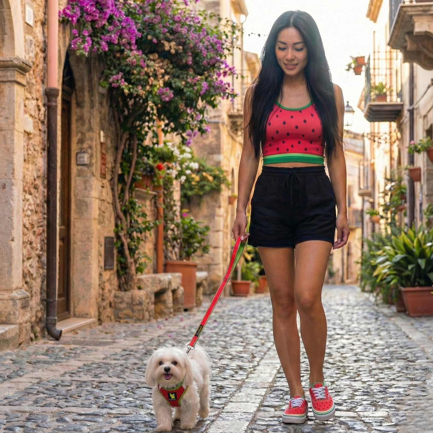 EcoBark Step In Dog Harness - XXXS to Small Breeds- Reflective Soft Mesh Harness for Teacup, Small Dogs and Puppies / Watermelon