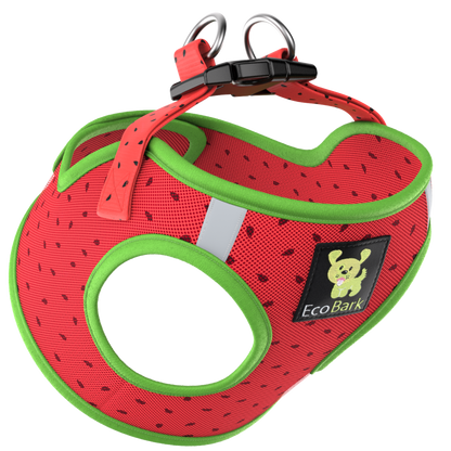 EcoBark Step In Dog Harness - XXXS to Small Breeds- Reflective Soft Mesh Harness for Teacup, Small Dogs and Puppies / Watermelon