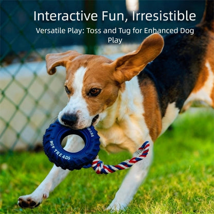 Dog Chew Toy With Rubber Tire & Tug Of War Rope For Medium Large Dogs Aggressive Chewers, Interactive Fetch Play Treat Dispenser Pull Toys