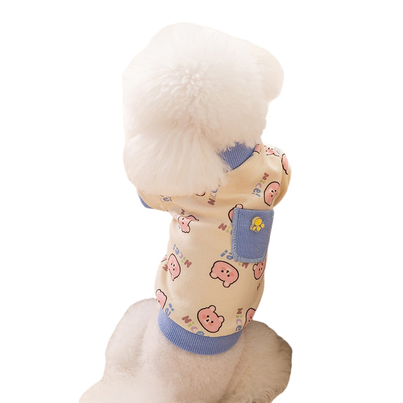 Pet Clothing, Warm Pockets For Autumn And Winter, Bear Home Wear, Base Layer, Cute Style, Two-legged Clothes For Cats, Dogs And Dogs