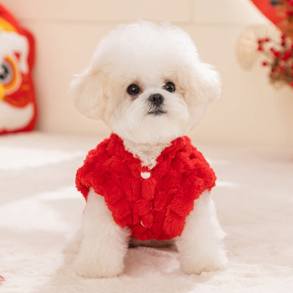 Dog Autumn And Winter, Puppy For The New Year, Golden Turtle Fleece For The New Year, Warm Fleece Coat, Small Dog, Cat And Pet Dog Clothes