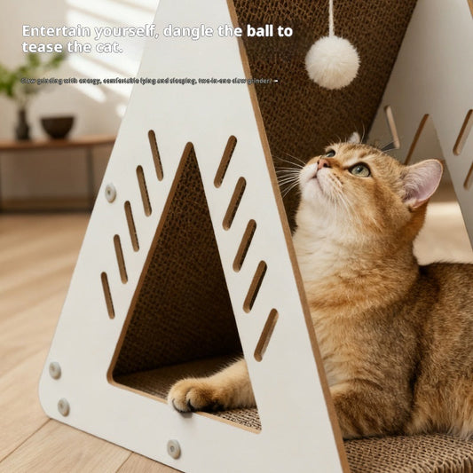 Multi-functional Corrugated Cardboard Scratching Board Cat Nest Climbing Frame