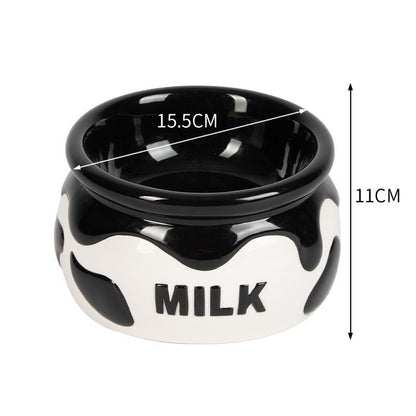 Cat Bowl Food Basin Ceramic Dog Bowl High Foot Oblique Mouth Protection Cervical Spine
