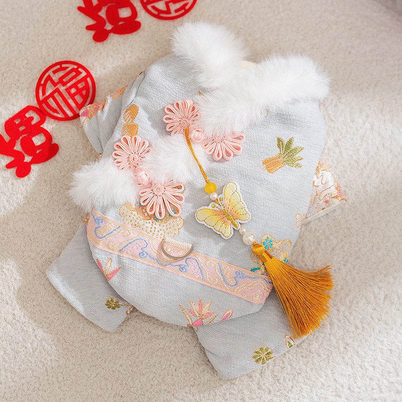 Autumn And Winter Dog New Year's Festive Tang Suits, Cat New Year's Clothing, Teddy Warm Four-legged Cotton Jackets, Pet Dog Clothes