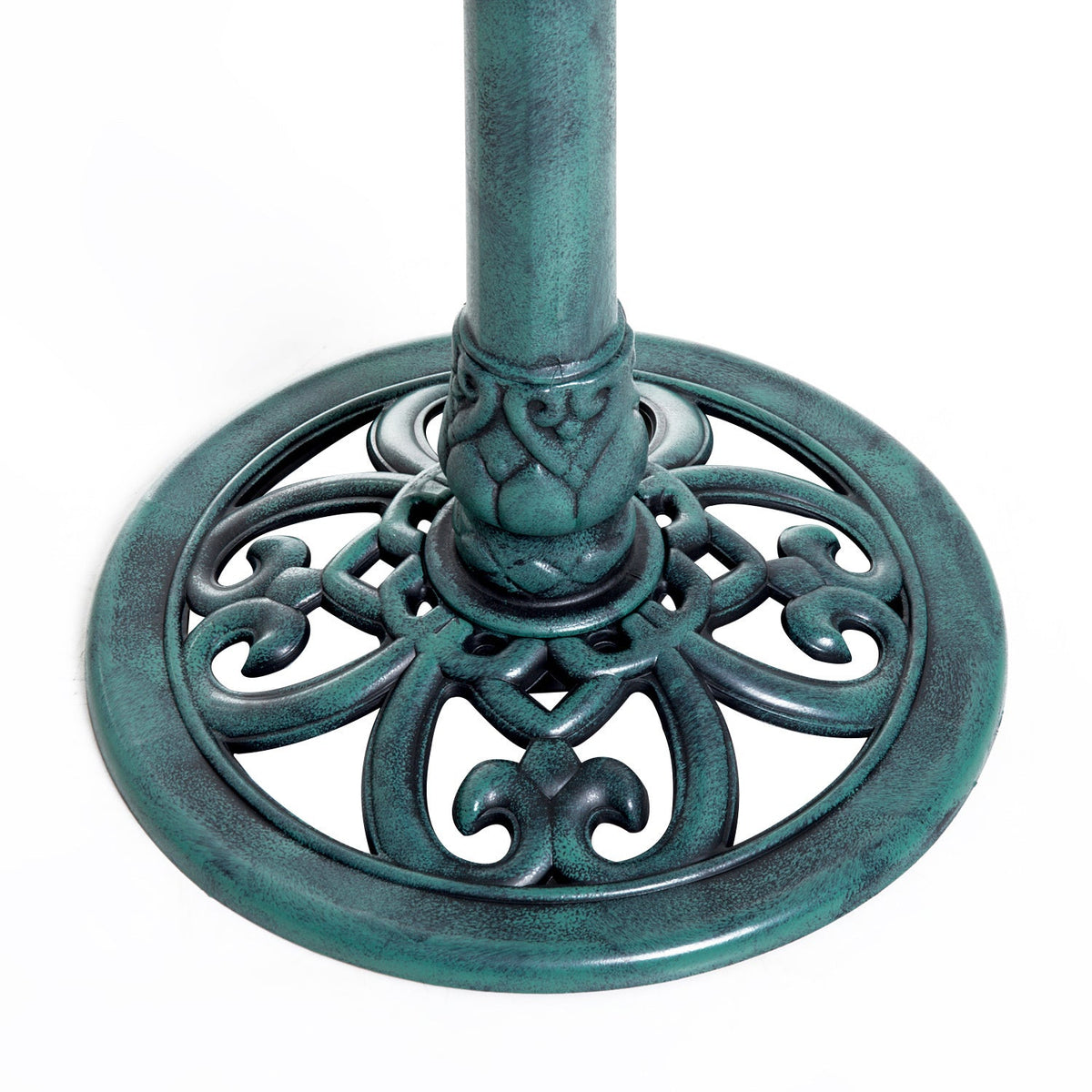 Resin Bird Bath Green Verdigris Pedestal 27 Inch
