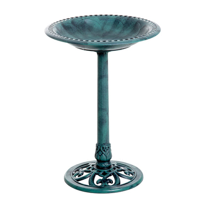 Resin Bird Bath Green Verdigris Pedestal 27 Inch