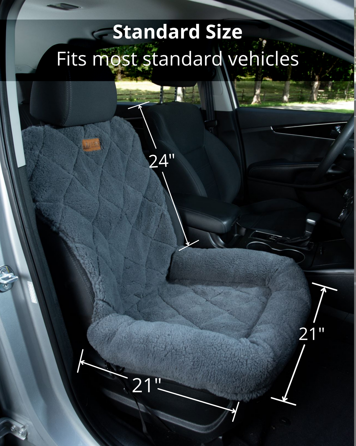 NEW!  Single Shearling Seat Protector with Headrest- Gray