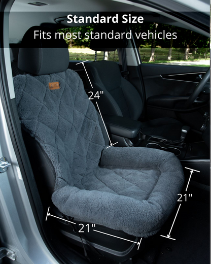 NEW!  Single Shearling Seat Protector with Headrest- Gray