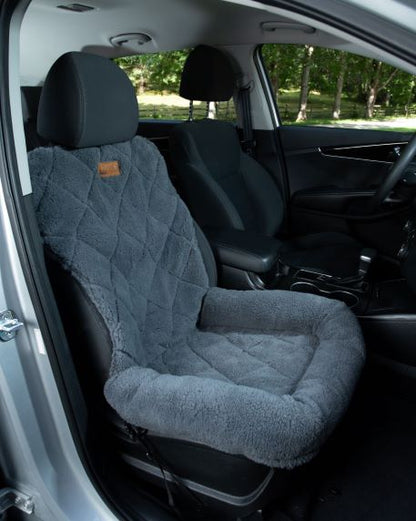NEW!  Single Shearling Seat Protector with Headrest- Gray