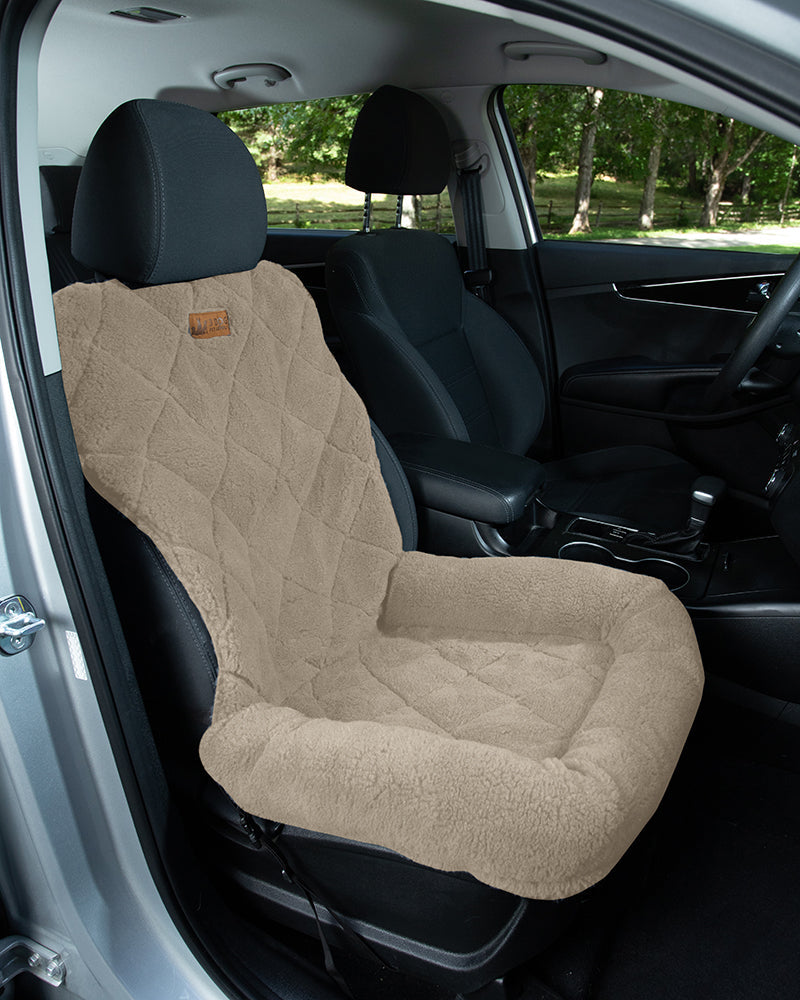 NEW!  Single Shearling Seat Protector with Headrest- Tan