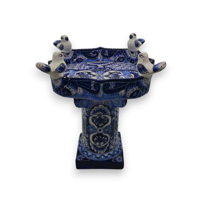 Colorful Talavera Bird Bath | Hand-Painted Ceramic Garden Art