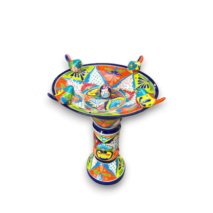 Handmade Talavera Bird Bath Fountain | Mexican Ceramic Art