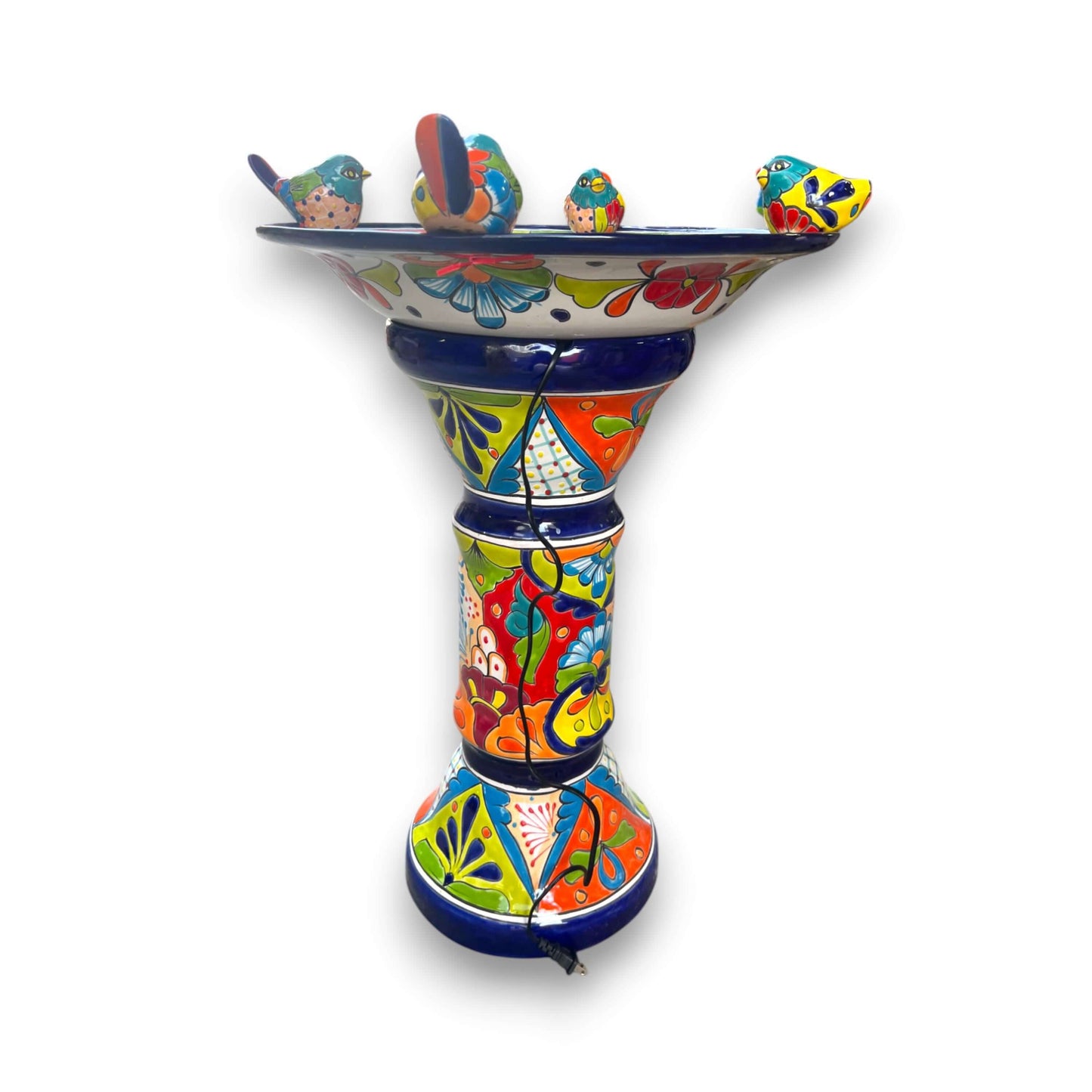 Handmade Talavera Bird Bath Fountain | Mexican Ceramic Art