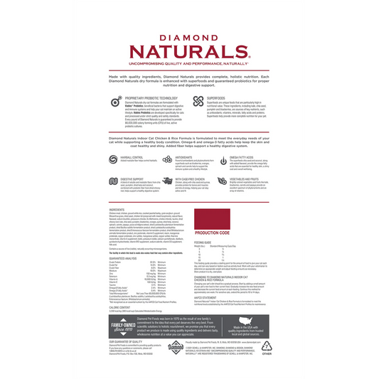 Diamond Naturals Indoor Chicken and Rice Dry Cat Food