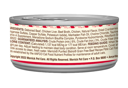Merrick Purrfect Bistro Grain Free Adult Beef Pate Cat Food
