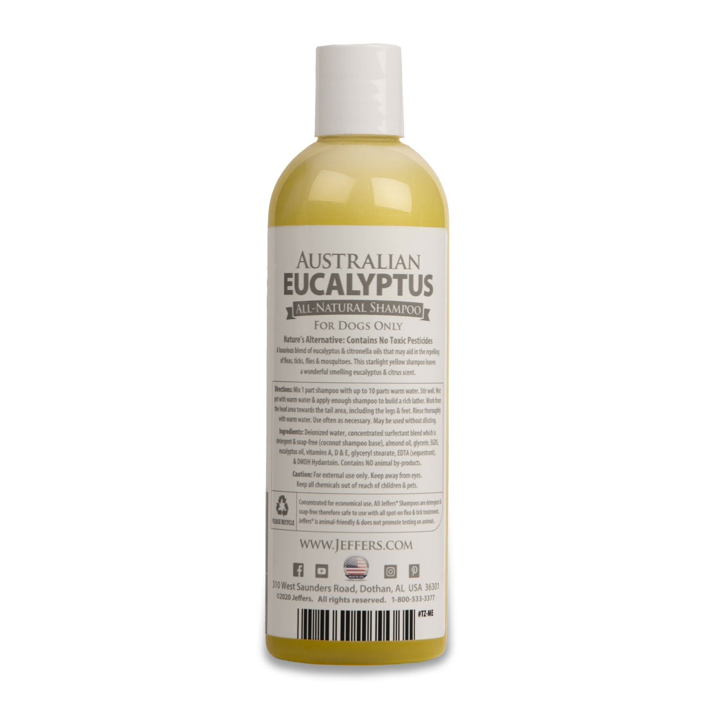 Jeffers Australian Eucalyptus All-Natural Dog Shampoo - Aids in Repelling Fleas, Ticks, Flies & Mosquitos