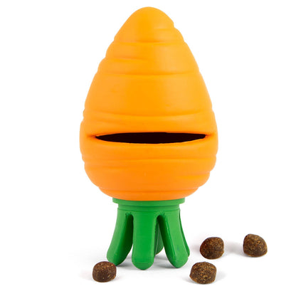 Jeffers Carrot Natural Rubber Treat Dispensing Dental Dog Chew Toy with Slit