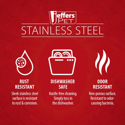 Jeffers No-Skid/No-Tip Stainless Steel Pet Bowls