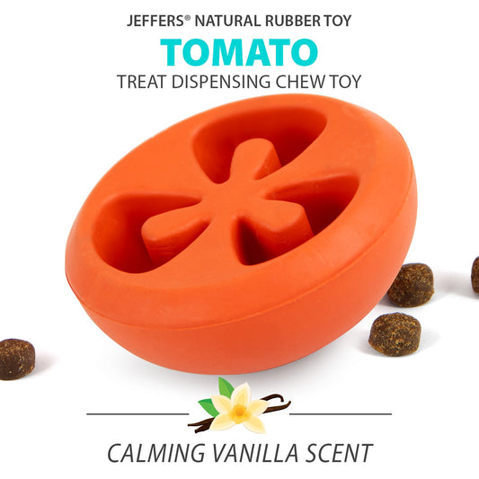 Jeffers Tomato Shaped Natural Rubber Treat Dispensing Dental Dog Chew Toy for Medium-Chewers