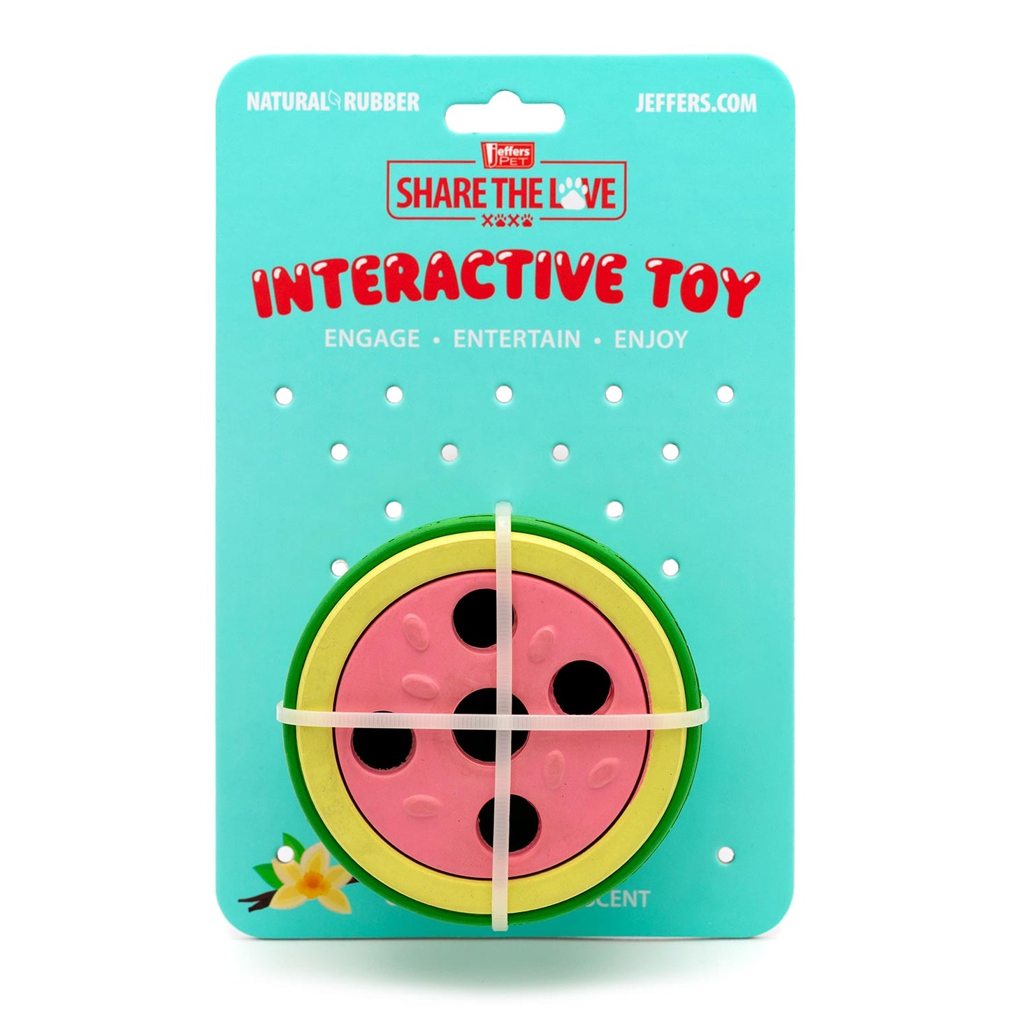 Jeffers Watermelon Natural Rubber Treat Dispensing Dog Dental Chew Toy with Vanilla Scent