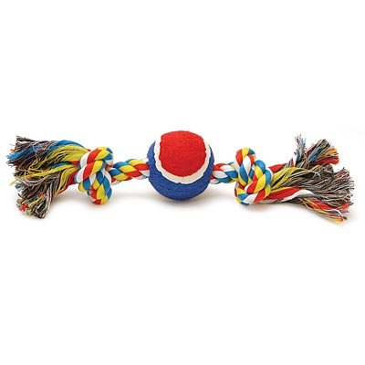 Jeffers Multi-Colored Rope Bone with Ball Dog Toy, 12"L