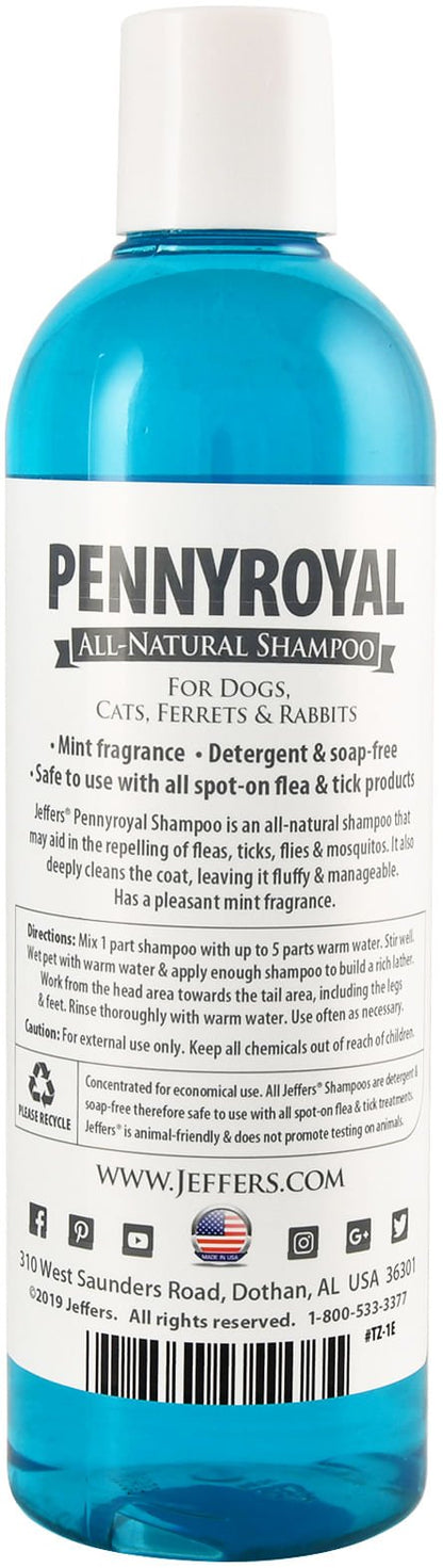 Jeffers Natural Flea & Tick Pennyroyal Dog Shampoo - Aids in Repelling Fleas, Ticks, Flies & Mosquitos
