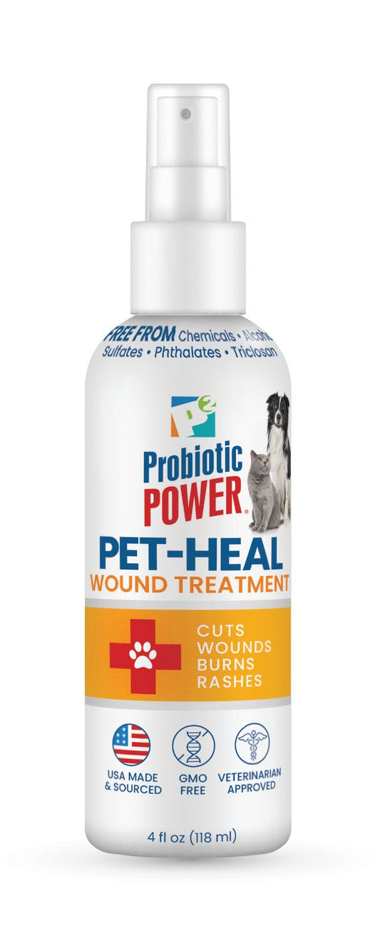 Pet-Heal Probiotic Wound Treatment Spray – Natural, Organic, Anti-Inflammatory Healing for Dogs & Cats, Veterinarian Approved, 4 oz