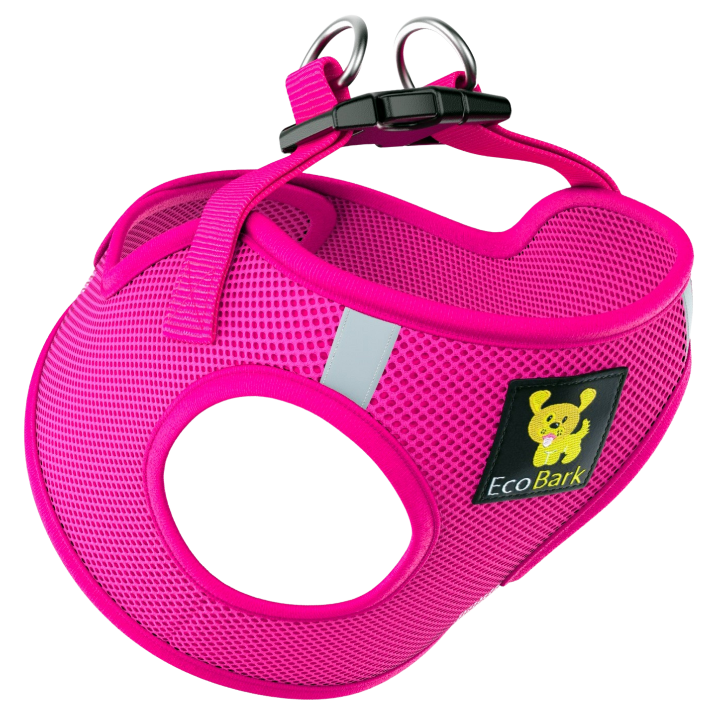 EcoBark Step In Dog Harness - XXXS to Small Breeds- Reflective Soft Mesh Harness for Teacup, Small Dogs and Puppies / Hot Pink