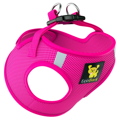 EcoBark Step In Dog Harness - XXXS to Small Breeds- Reflective Soft Mesh Harness for Teacup, Small Dogs and Puppies / Hot Pink