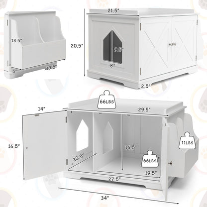 Large Wooden Cat Litter Box Enclosure with the Storage Rack