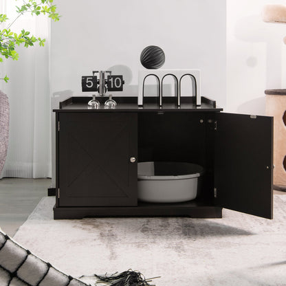 Large Wooden Cat Litter Box Enclosure with the Storage Rack