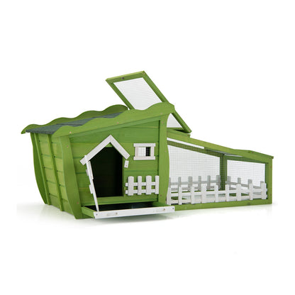 62 Inch Wooden Rabbit Hutch with Pull Out Tray