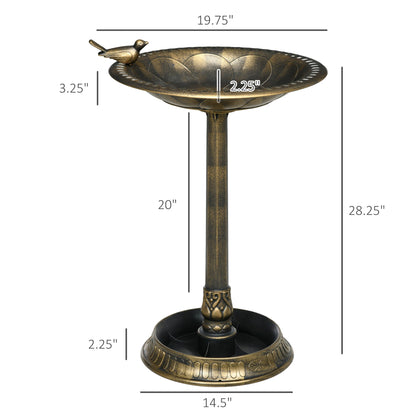 Resin Bird Bath Antique Bronze with Planter 28 Inch